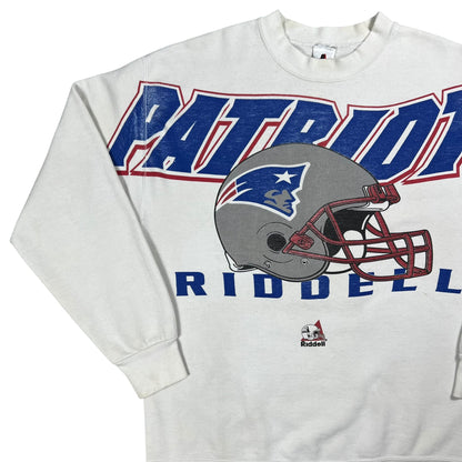 Vintage 90s Riddell New England Patriots spell out helmet crewneck (L)