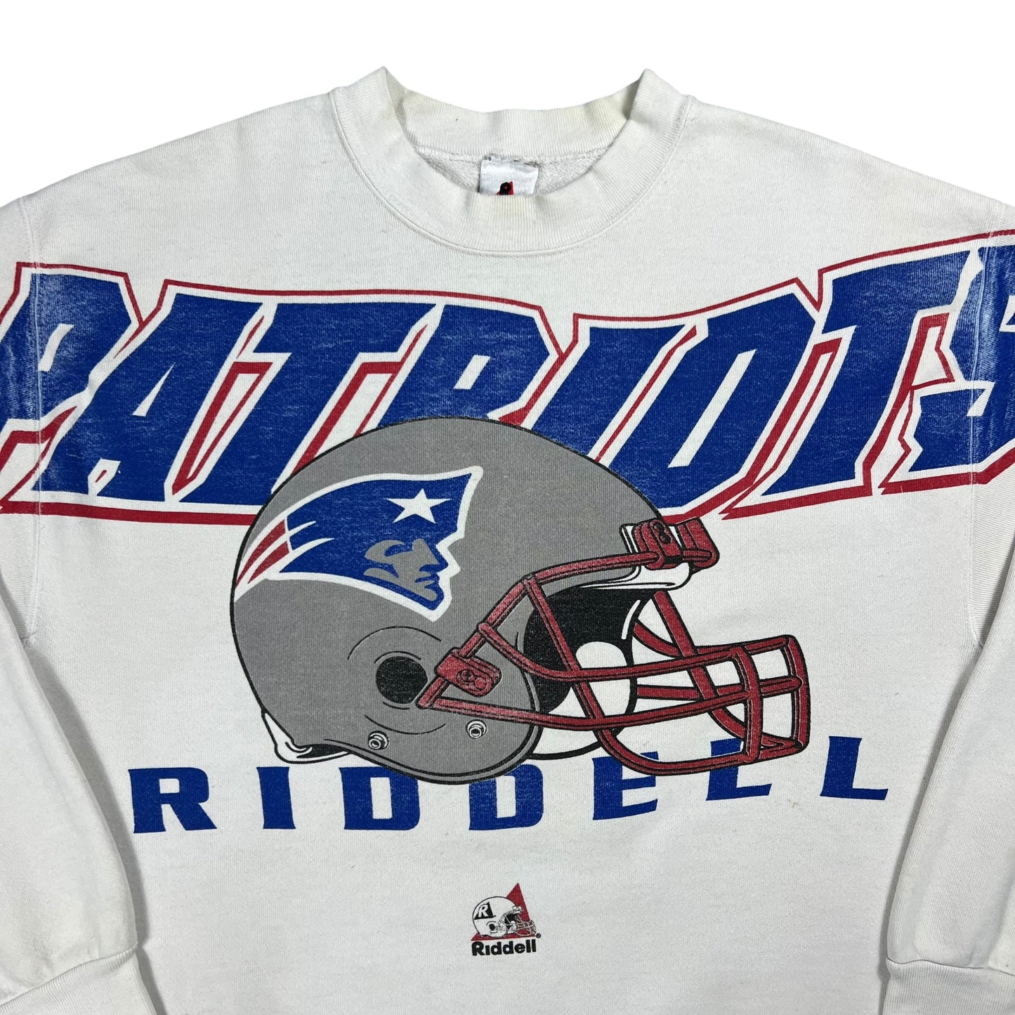Vintage 90s Riddell New England Patriots spell out helmet crewneck (L)