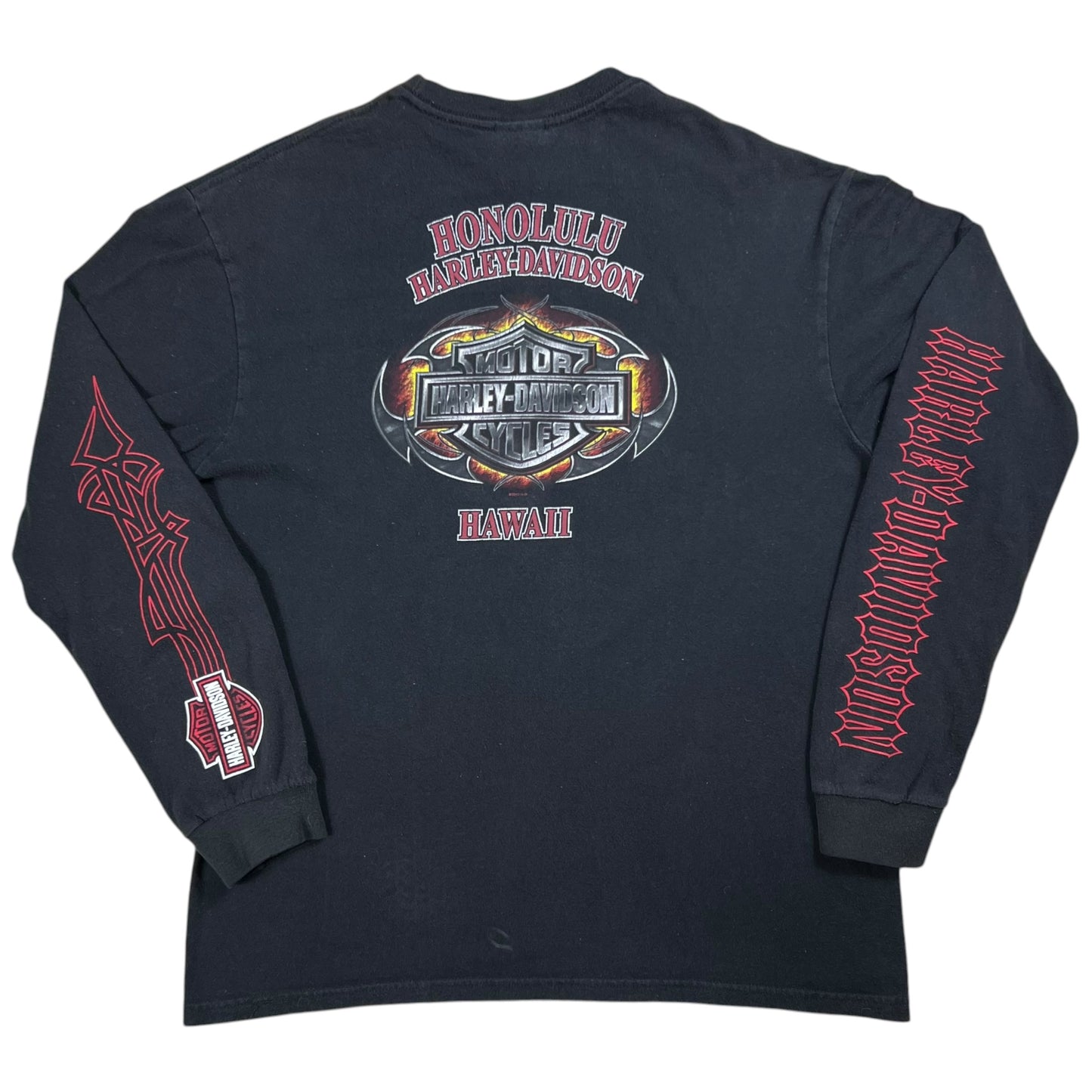 Y2K Harley Davidson Hawaii long sleeve print faded shirt (L)