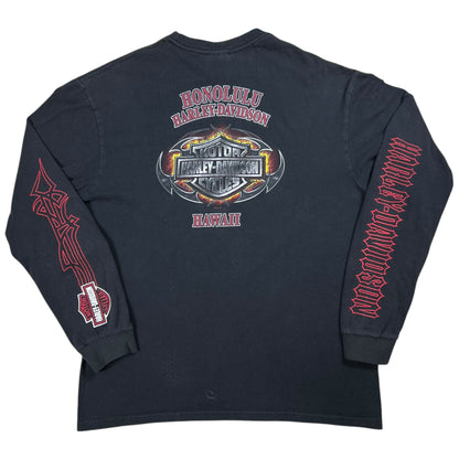 Y2K Harley Davidson Hawaii long sleeve print faded shirt (L)
