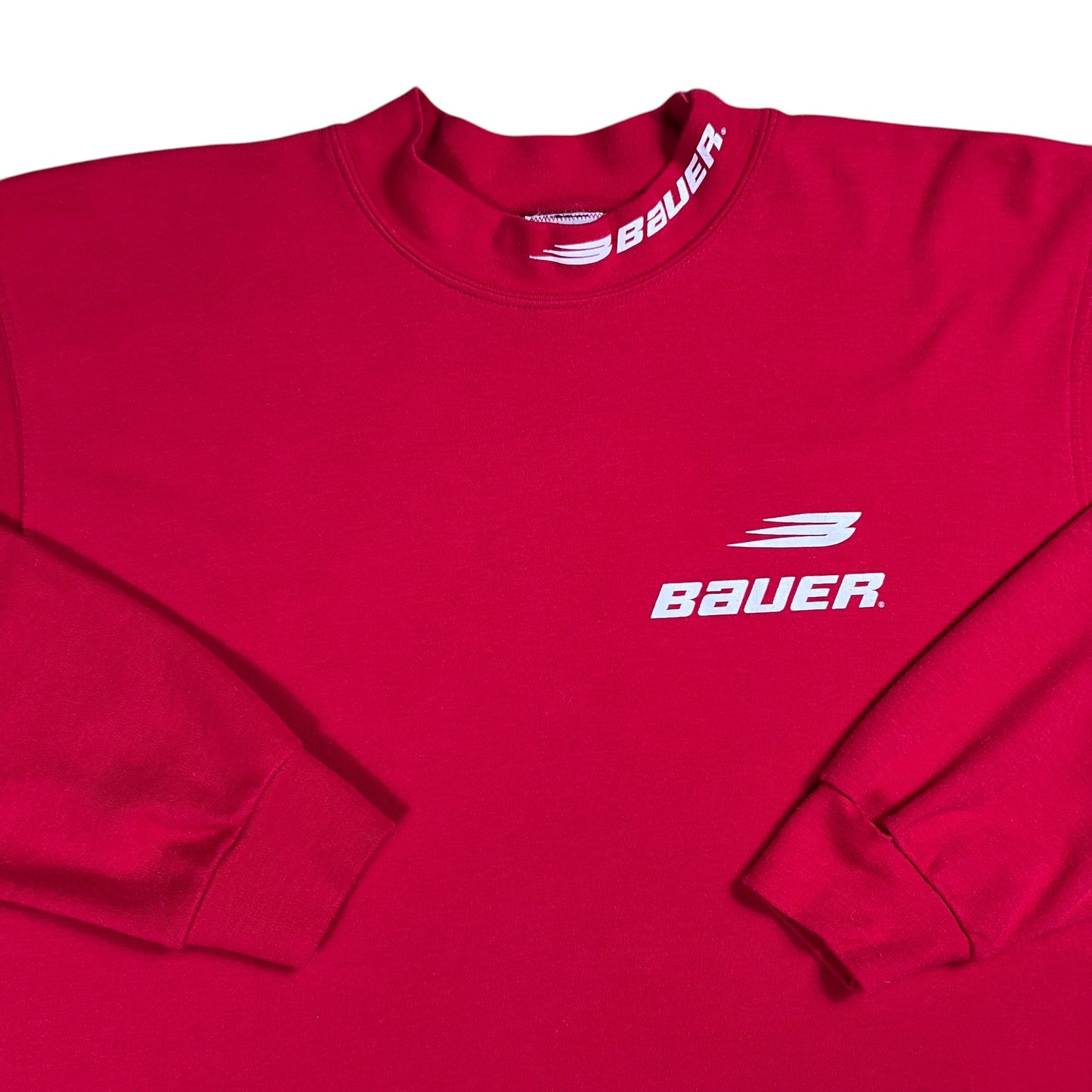 Vintage 90s Bauer Hockey Canada made red long sleeve mock neck shirt (M)