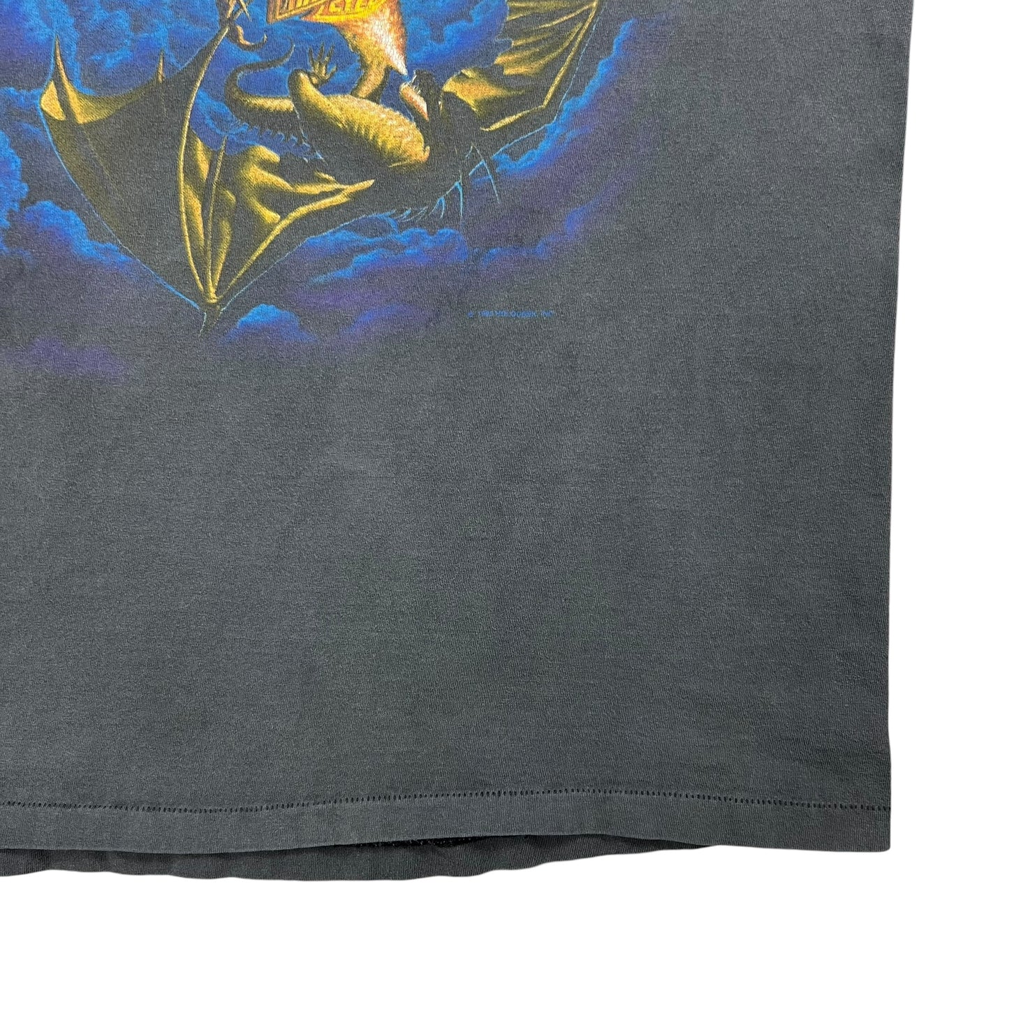 Vintage 90s Harley Davidson Motorcycles Eagle vs Dragon faded black Apple tee (L)