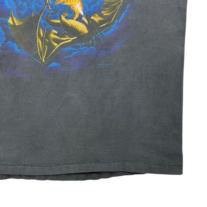 Vintage 90s Harley Davidson Motorcycles Eagle vs Dragon faded black Apple tee (L)
