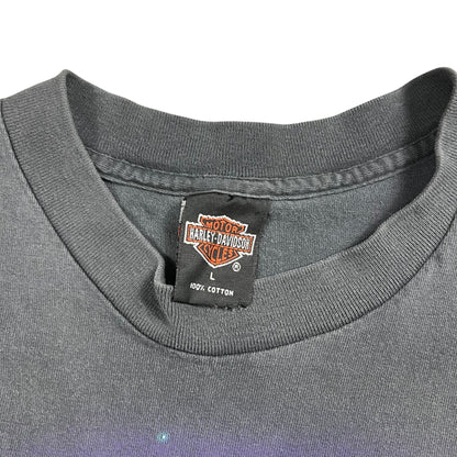 Vintage 90s Harley Davidson Motorcycles Eagle vs Dragon faded black Apple tee (L)