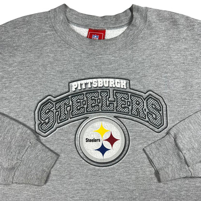Vintage Y2K Pittsburgh Steelers faded NFL grey crewneck (XL)