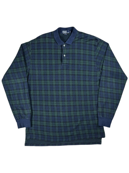 Vintage 90s Polo Ralph Lauren plaid mini horse long sleeve rugby shirt (L)