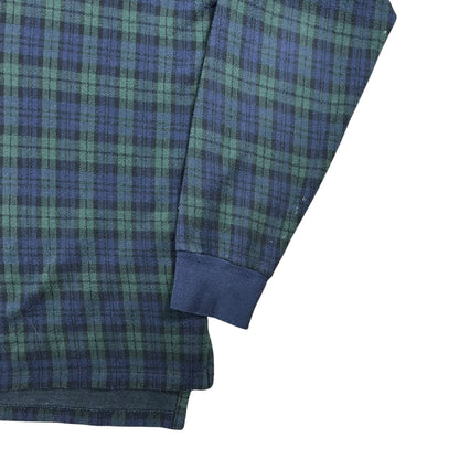 Vintage 90s Polo Ralph Lauren plaid mini horse long sleeve rugby shirt (L)