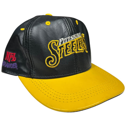 Vintage 90s Pittsburgh Steelers NFL branded leather SnapBack