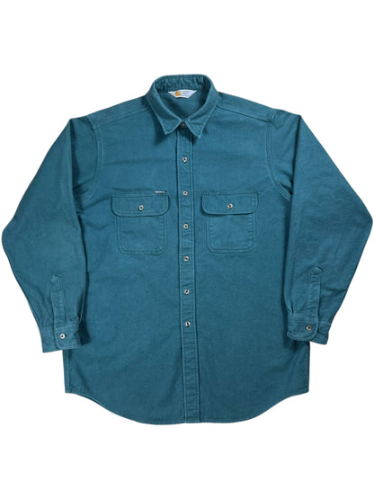 Vintage 80s Carhartt faded green chamois button up shirt (XL)