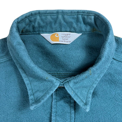Vintage 80s Carhartt faded green chamois button up shirt (XL)