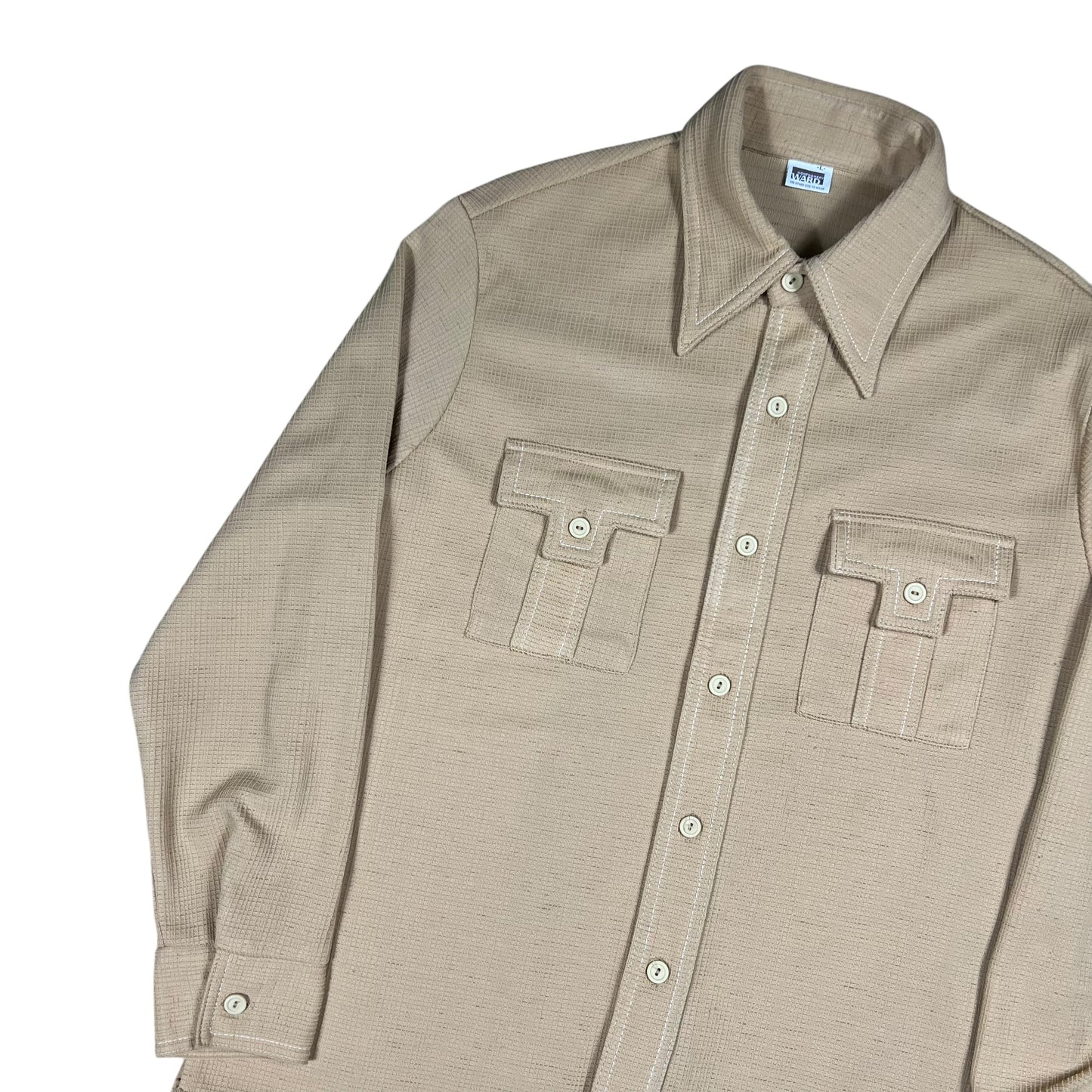 Vintage 1970s Montgomery Ward unique pocket button up shirt (L)