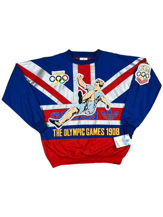 Vintage 80s Adidas London Olympic Games all over print crewneck (M/L) DS NWT