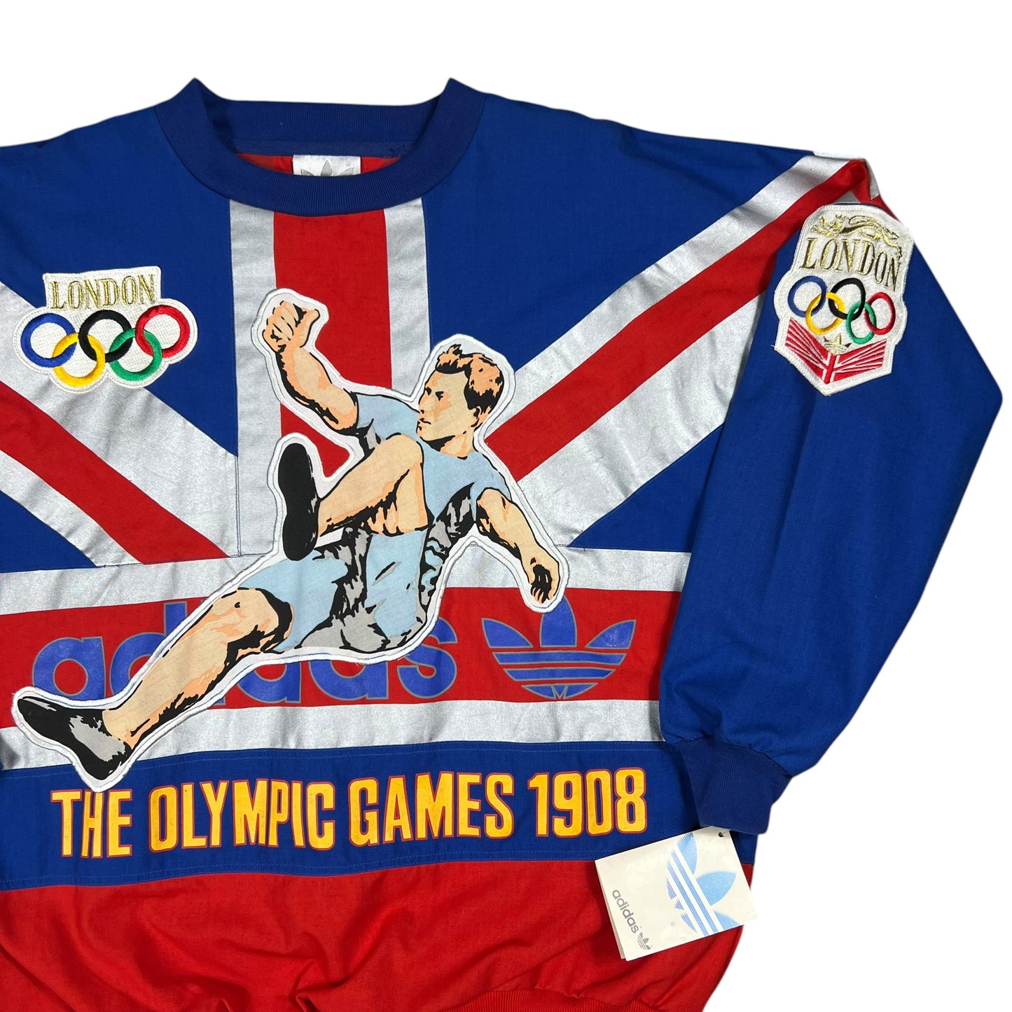 Vintage 80s Adidas London Olympic Games all over print crewneck (M/L) DS NWT