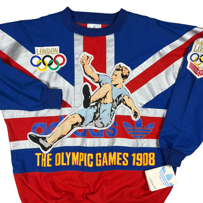 Vintage 80s Adidas London Olympic Games all over print crewneck (M/L) DS NWT