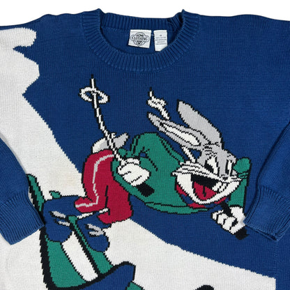 Vintage 1993 Acme Clothing Looney Tunes Bugs Bunny skiing 100% cotton sweater (M)