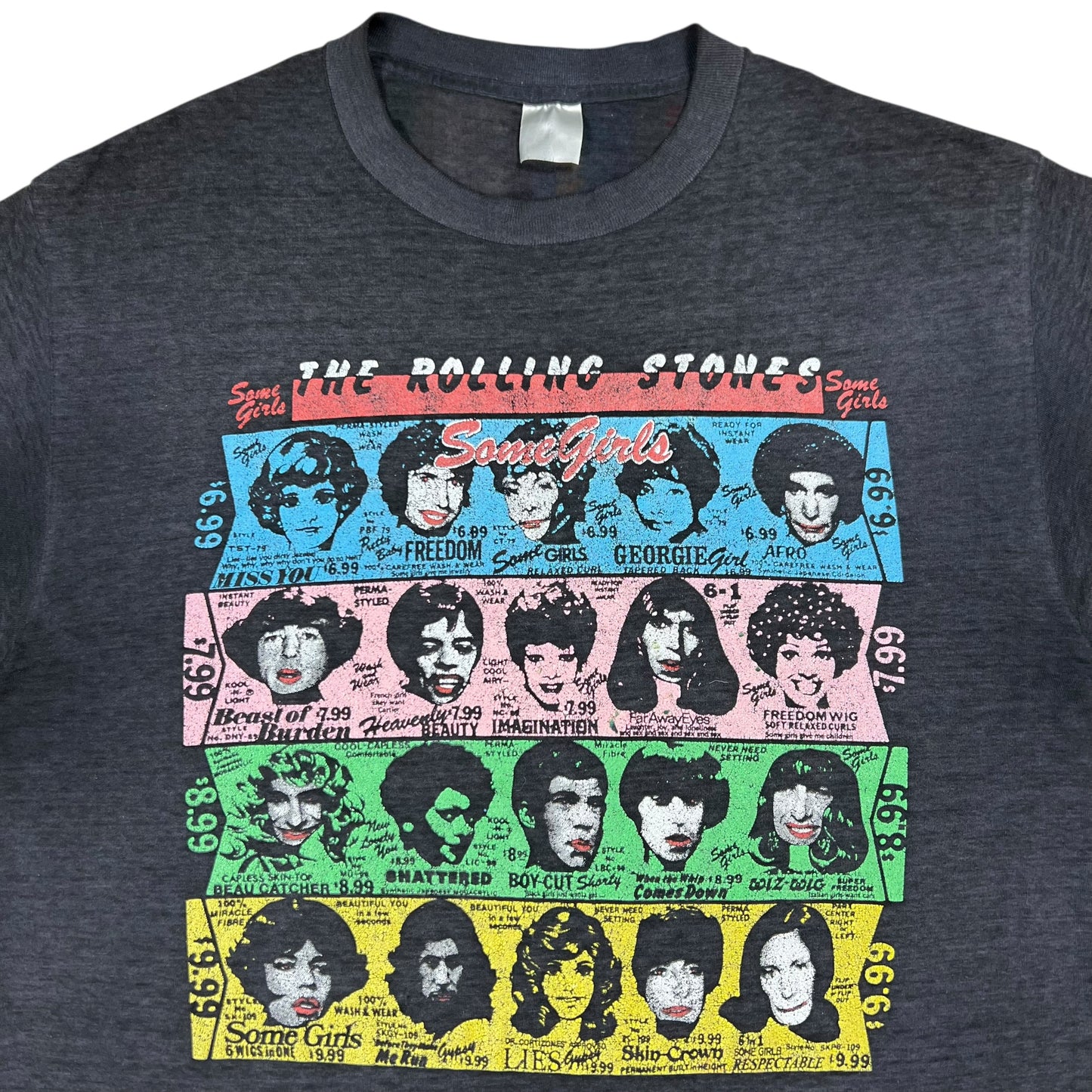 Vintage 80s The Rolling Stones Some Girls threadbare faded album band tee (L)