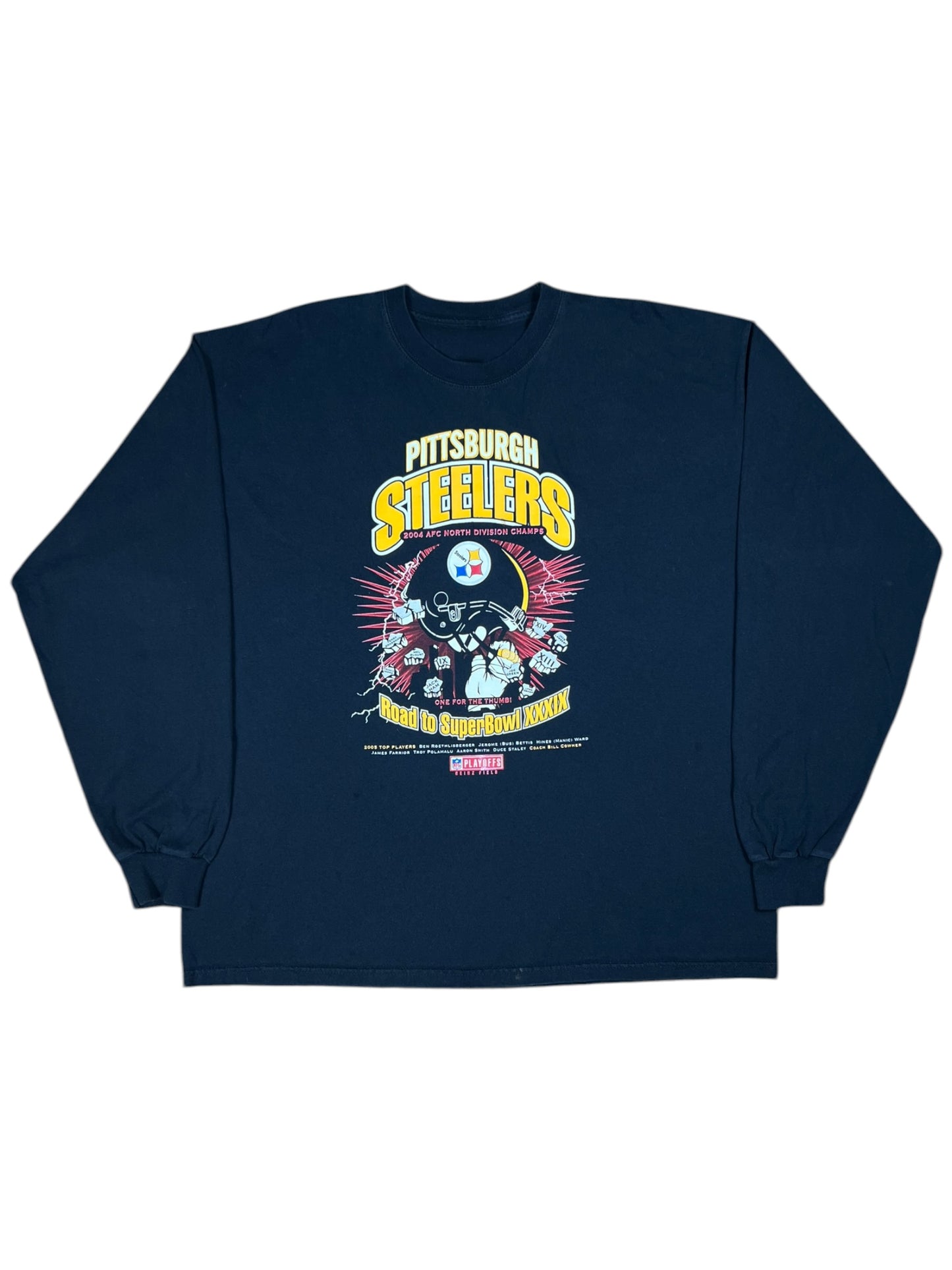 Vintage 2005 Pittsburgh Steelers lightning faded long sleeve shirt (XXL)