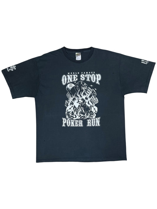 Vintage Y2K Vaudeville One Stop Poker Run outlaw biker faded tee (XL)