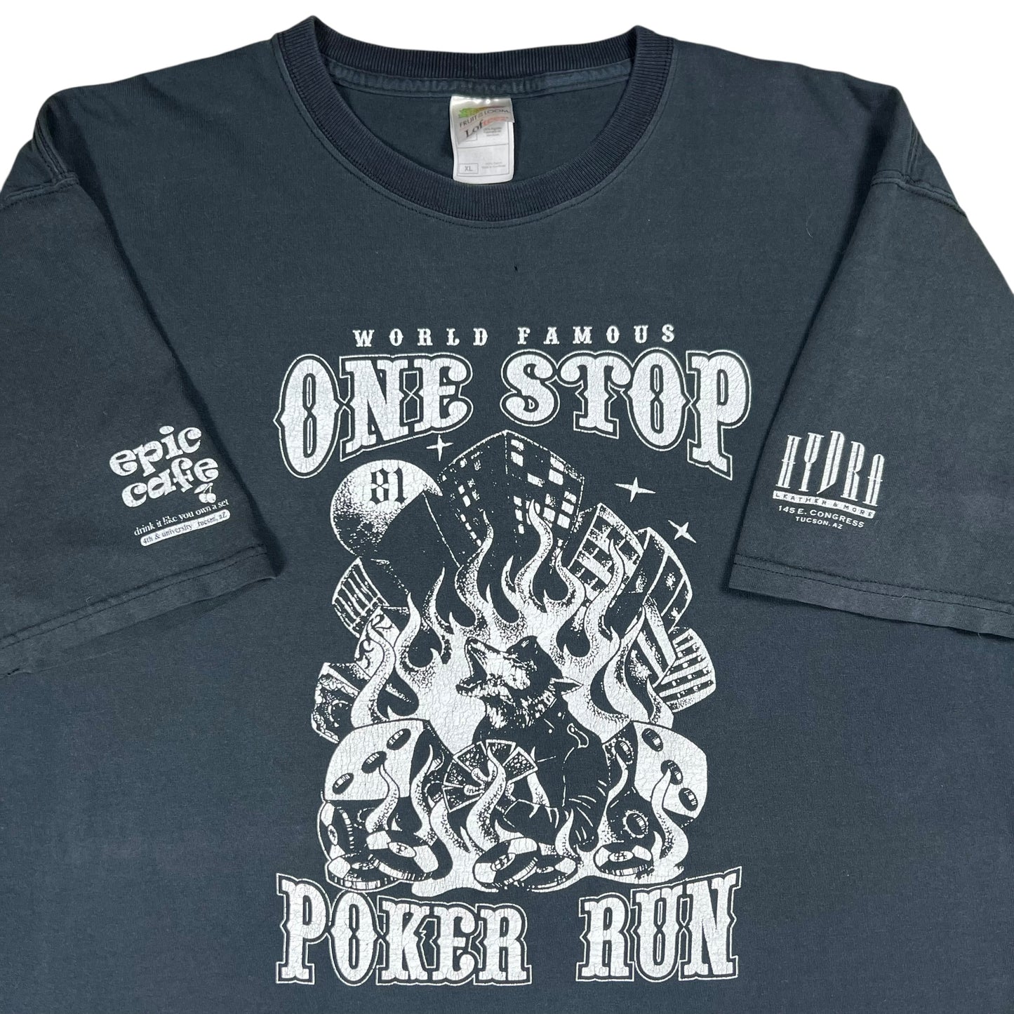Vintage Y2K Vaudeville One Stop Poker Run outlaw biker faded tee (XL)