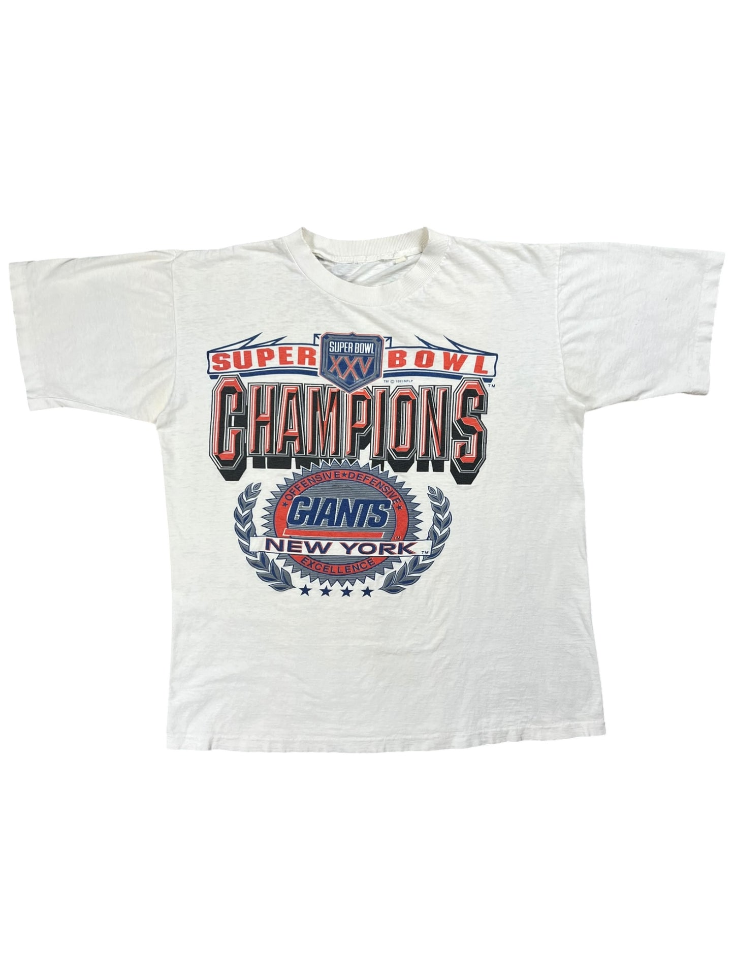 Vintage 1991 New York Giants Super Bowl XXV Champions faded tee (L)