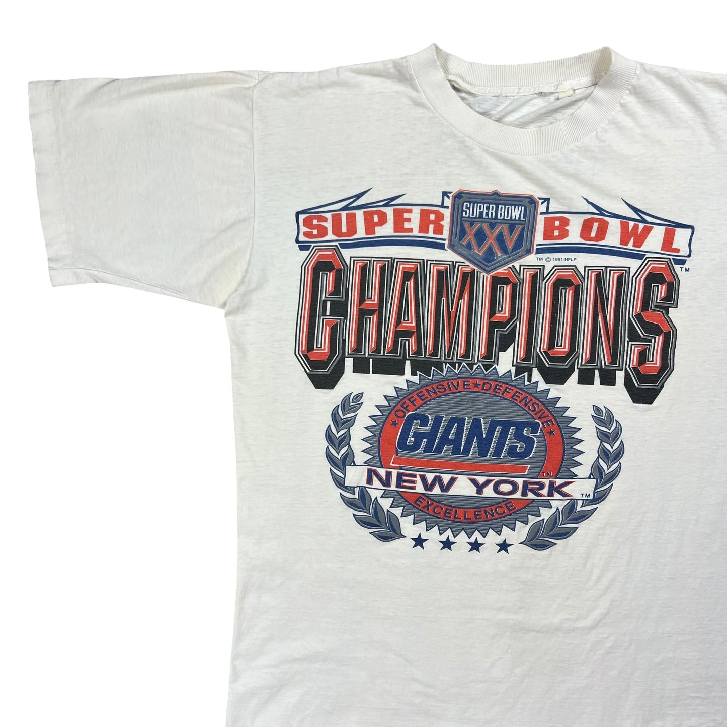 Vintage 1991 New York Giants Super Bowl XXV Champions faded tee (L)