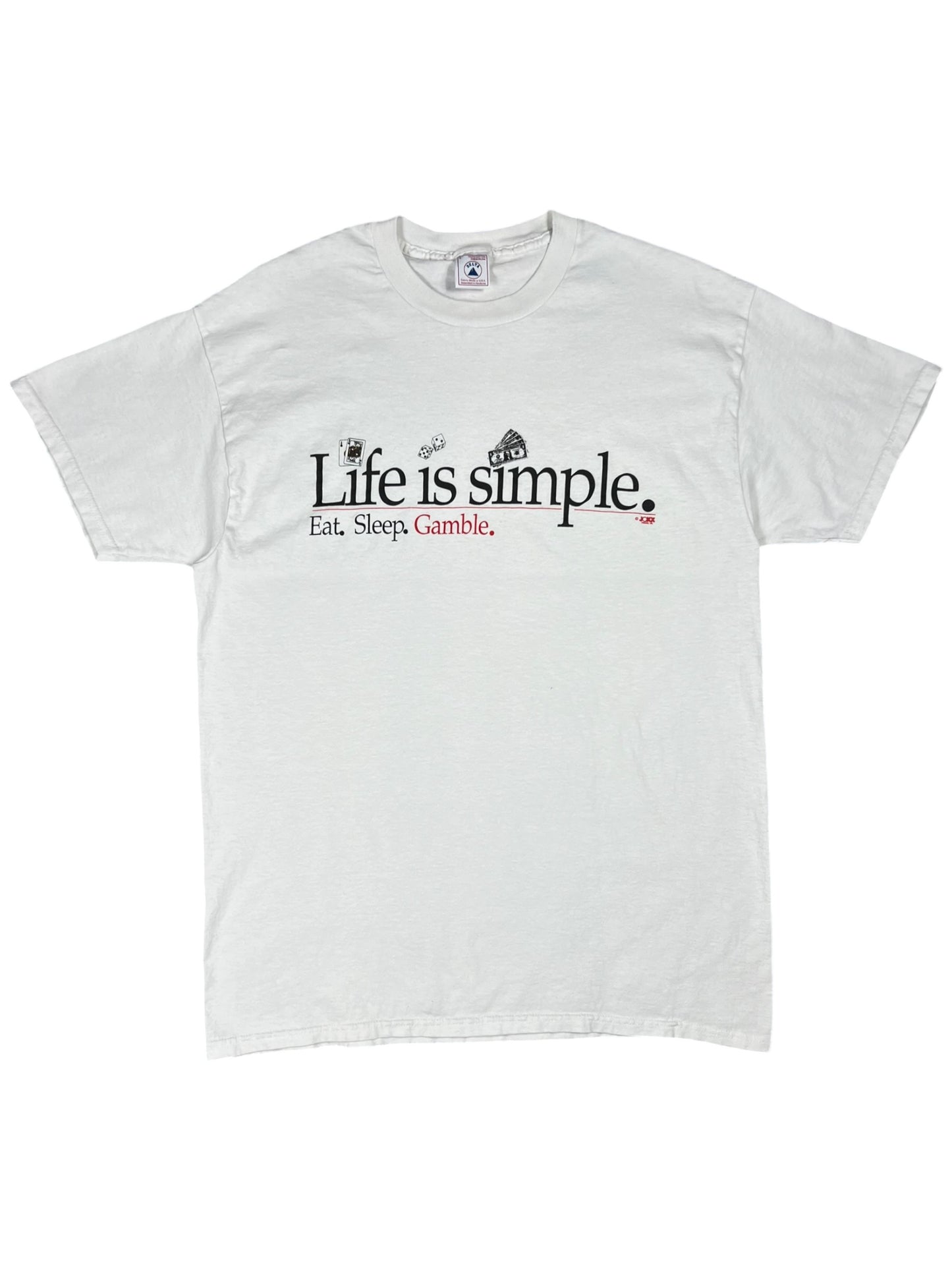 Vintage 90s Life is Simple. Eat. Sleep. Gamble. Tee (L)