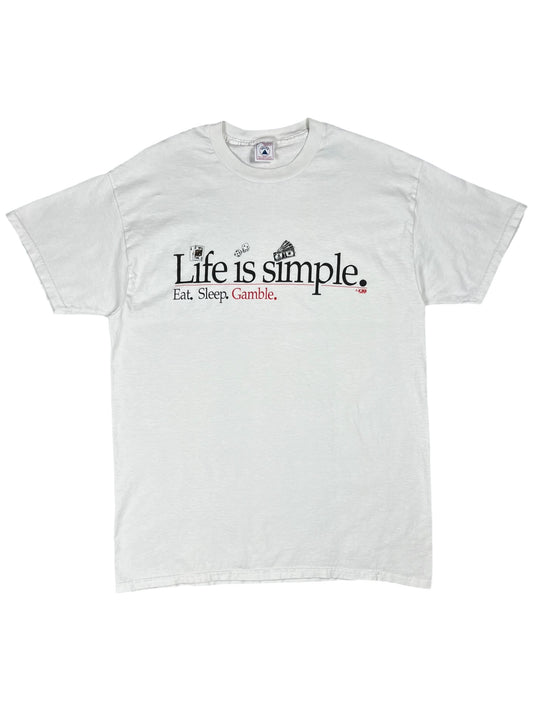Vintage 90s Life is Simple. Eat. Sleep. Gamble. Tee (L)