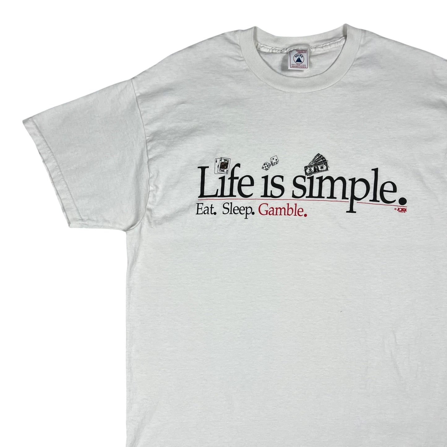 Vintage 90s Life is Simple. Eat. Sleep. Gamble. Tee (L)