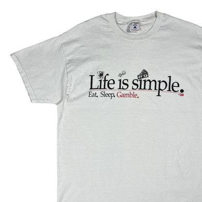 Vintage 90s Life is Simple. Eat. Sleep. Gamble. Tee (L)