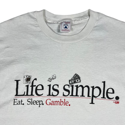 Vintage 90s Life is Simple. Eat. Sleep. Gamble. Tee (L)