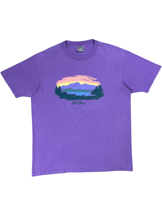 Vintage 90s L.L. Bean Hanes Mount Katahdin faded purple logo art tee (XL)