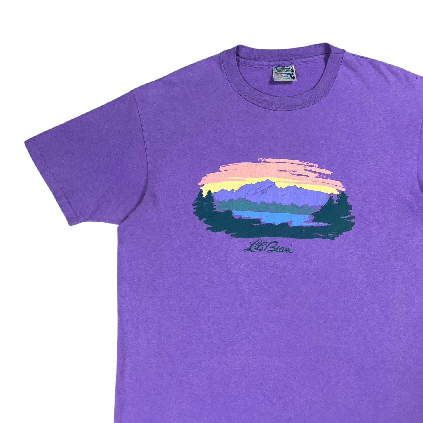 Vintage 90s L.L. Bean Hanes Mount Katahdin faded purple logo art tee (XL)