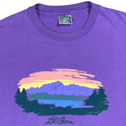 Vintage 90s L.L. Bean Hanes Mount Katahdin faded purple logo art tee (XL)