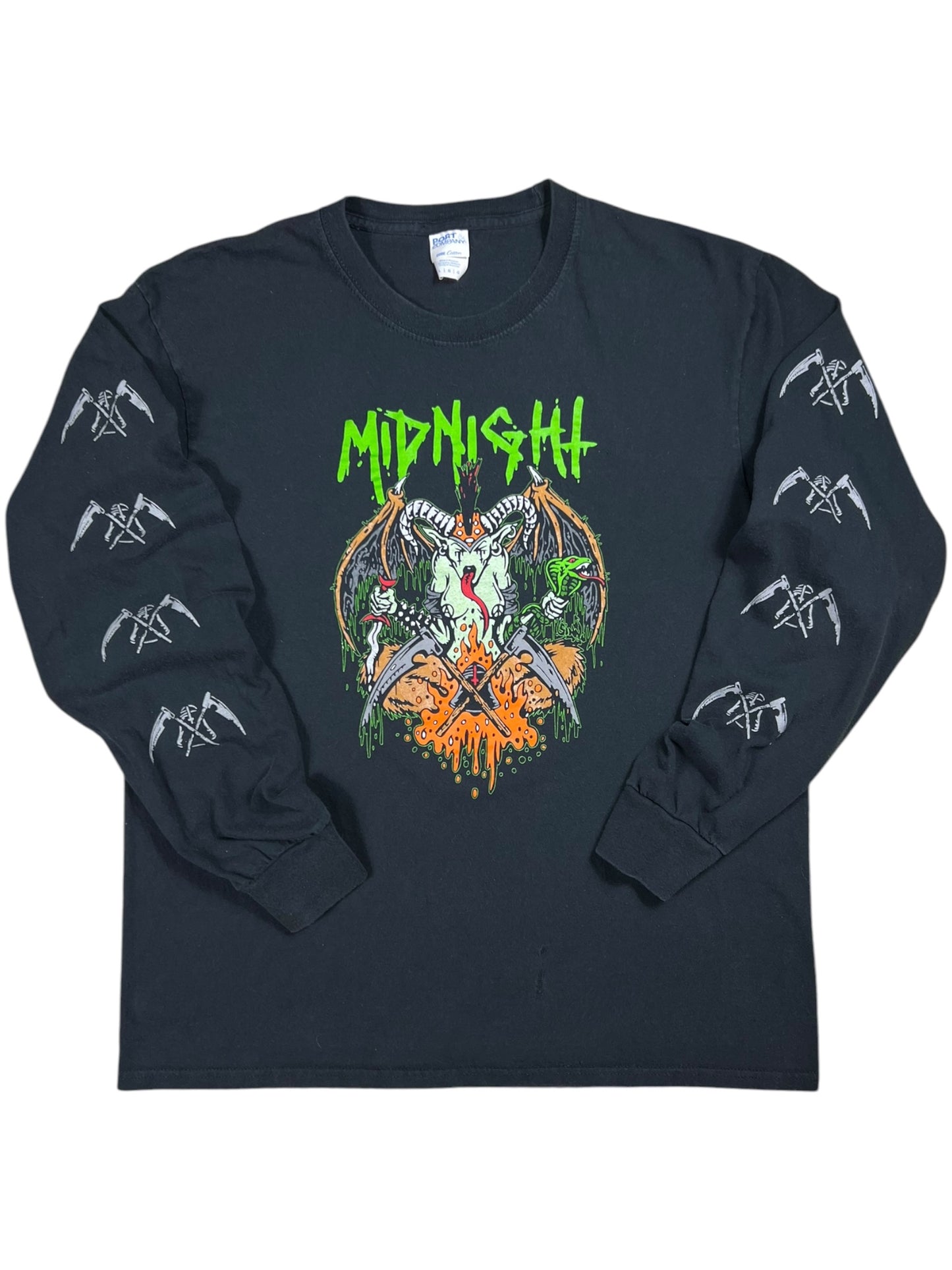 2022 Midnight Blasphemy and Witchery tour long sleeve print black metal band tee (L)