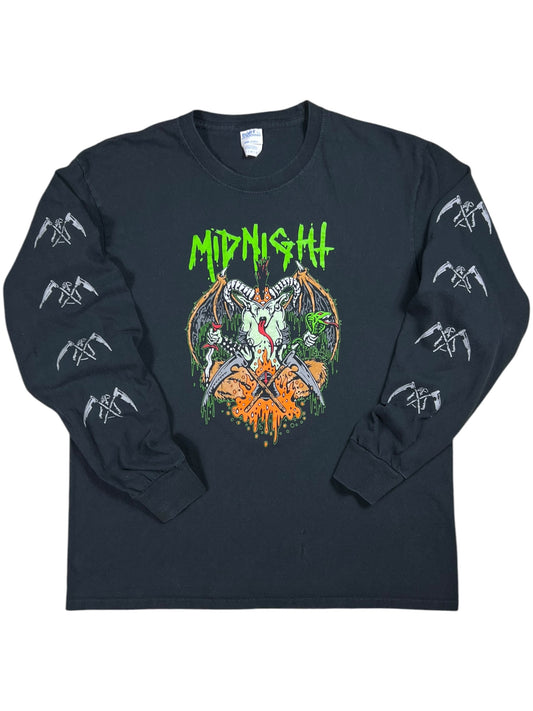 2022 Midnight Blasphemy and Witchery tour long sleeve print black metal band tee (L)