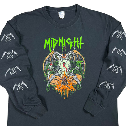 2022 Midnight Blasphemy and Witchery tour long sleeve print black metal band tee (L)