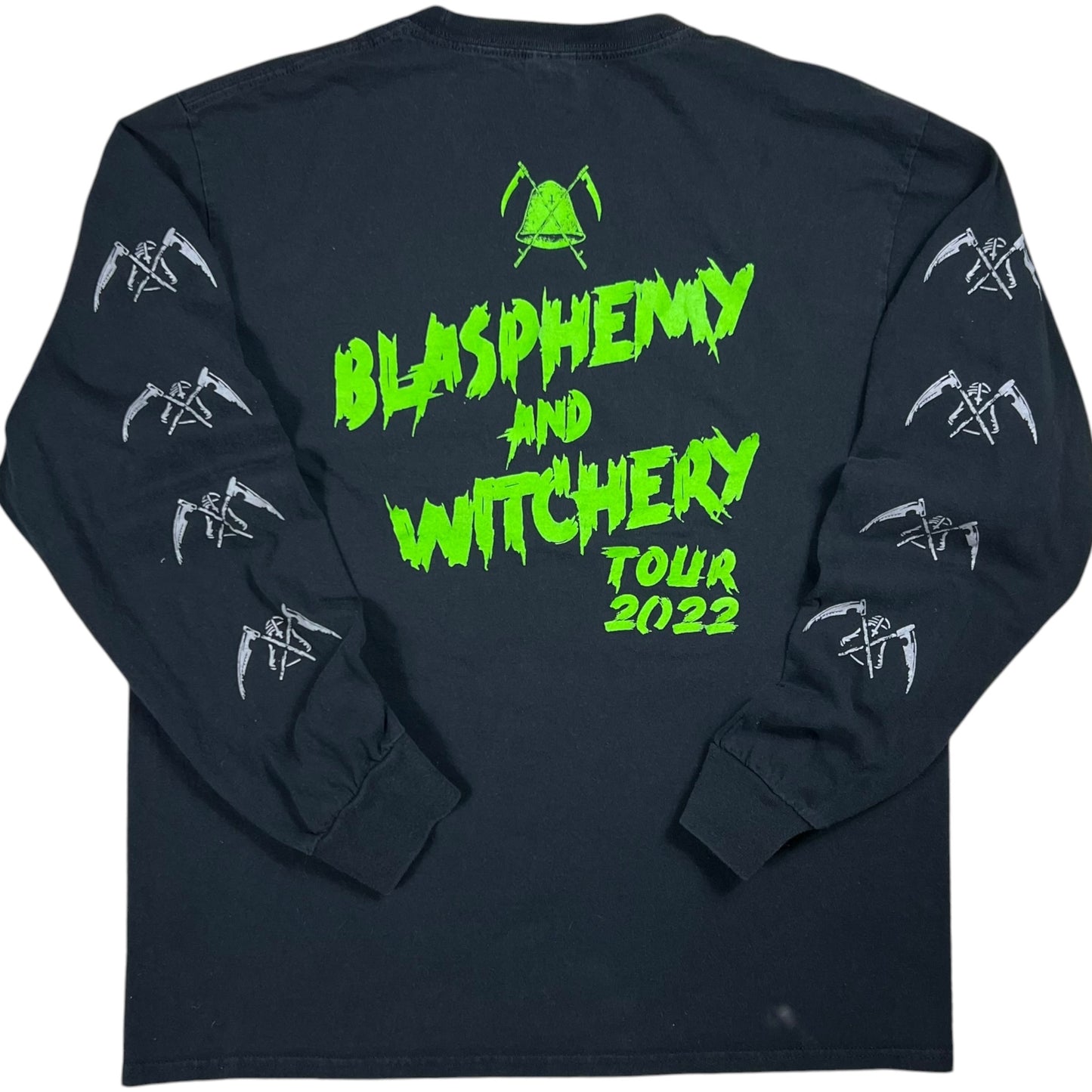2022 Midnight Blasphemy and Witchery tour long sleeve print black metal band tee (L)