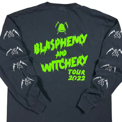 2022 Midnight Blasphemy and Witchery tour long sleeve print black metal band tee (L)