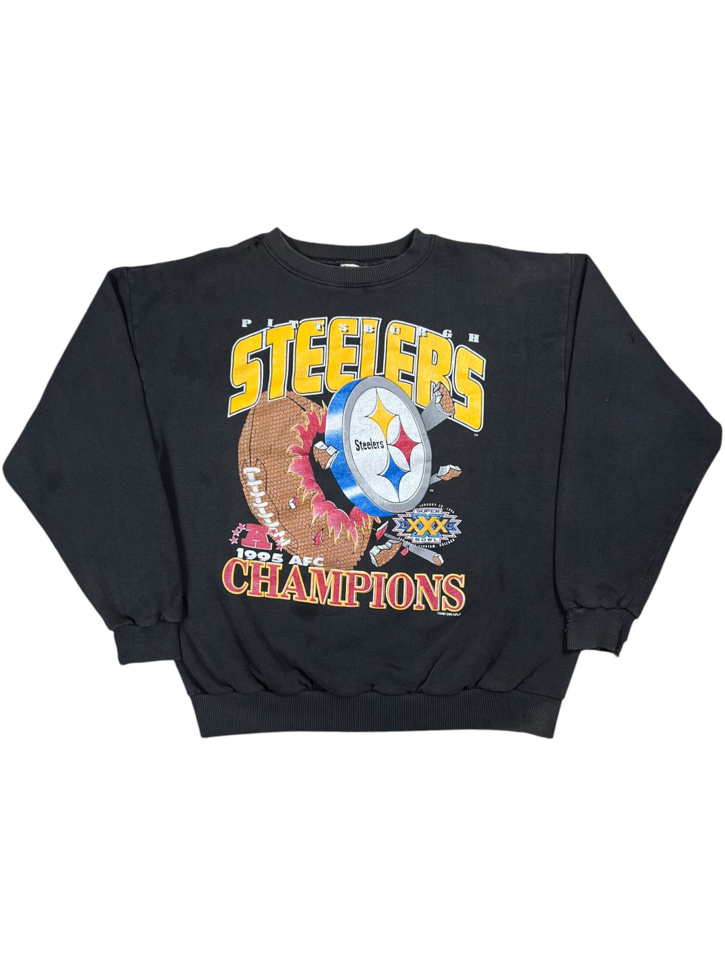 Vintage 1995 Pittsburgh Steelers AFC champs explosion faded crewneck (M/L)