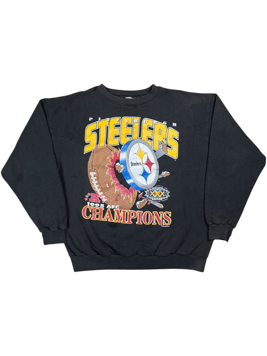 Vintage 1995 Pittsburgh Steelers AFC champs explosion faded crewneck (M/L)