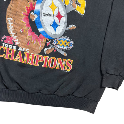 Vintage 1995 Pittsburgh Steelers AFC champs explosion faded crewneck (M/L)