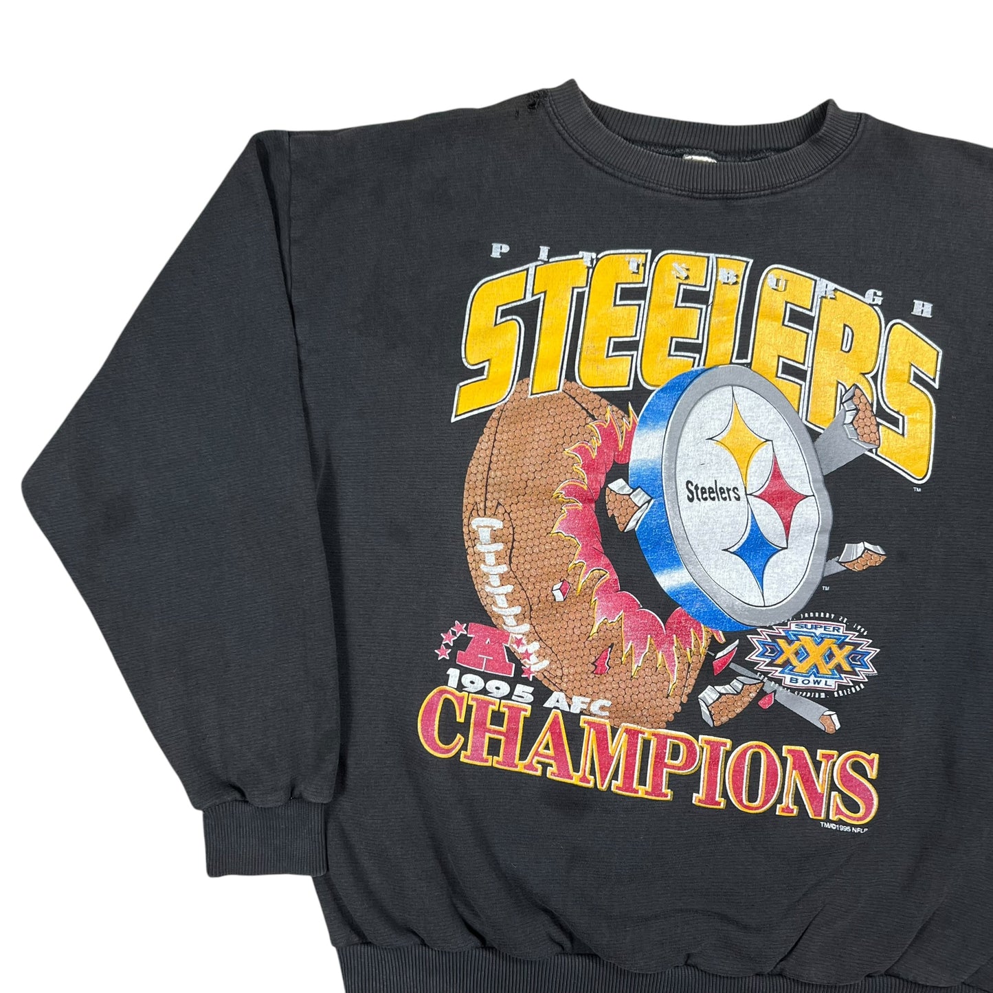 Vintage 1995 Pittsburgh Steelers AFC champs explosion faded crewneck (M/L)