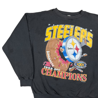 Vintage 1995 Pittsburgh Steelers AFC champs explosion faded crewneck (M/L)
