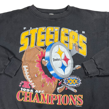 Vintage 1995 Pittsburgh Steelers AFC champs explosion faded crewneck (M/L)