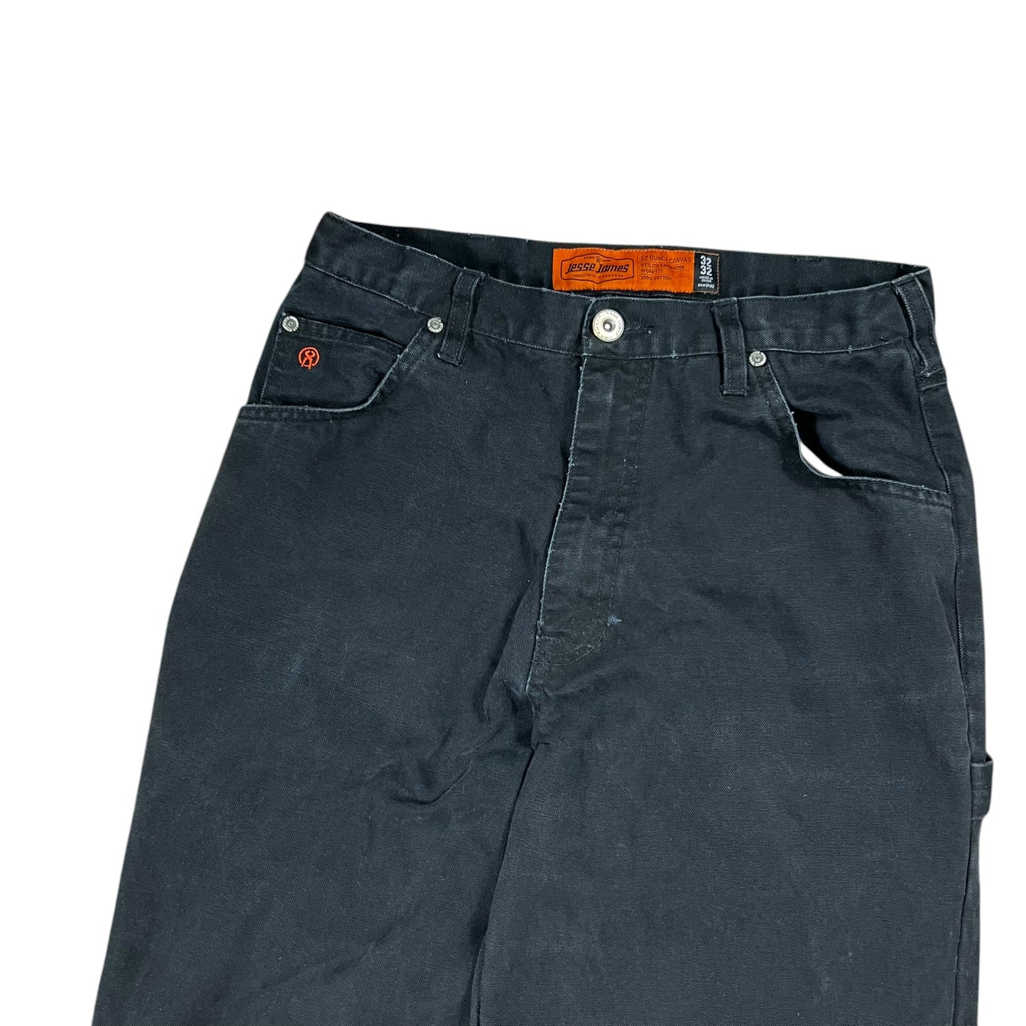 Y2K Jesse James Industrial Workwear west coast choppers faded black cargo pants (29x30)
