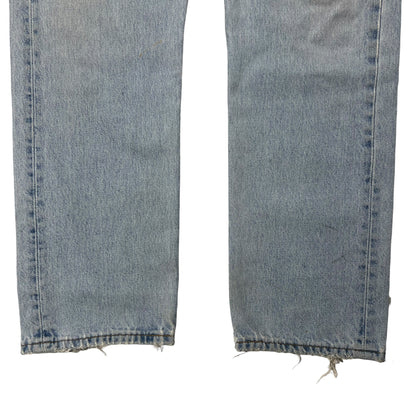 Vintage 90s Levi’s 501 button fly distressed & repaired USA made denim jeans (33x29)