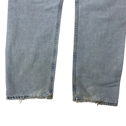 Vintage 90s Levi’s 501 button fly distressed & repaired USA made denim jeans (33x29)