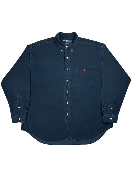 Vintage 90s Polo Ralph Lauren black corduroy button down “Big Shirt” (XL)