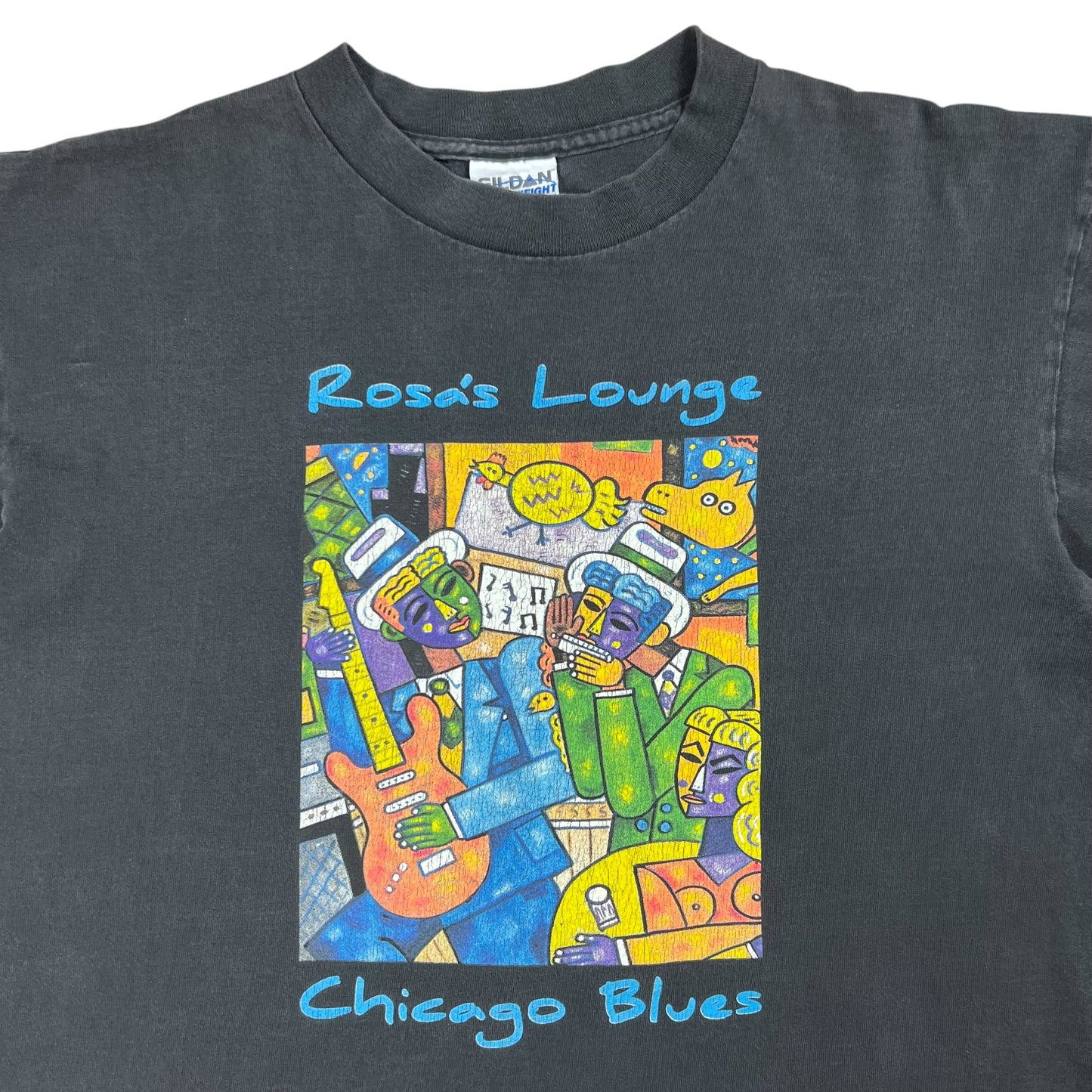 Vintage 90s Rosa’s Lounge Chicago Blues faded art tee (L)