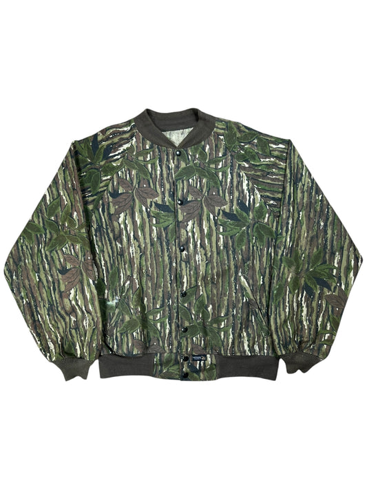Vintage 80s Rattlers Brand Real Tree camo snap 100% cotton jacket (L)